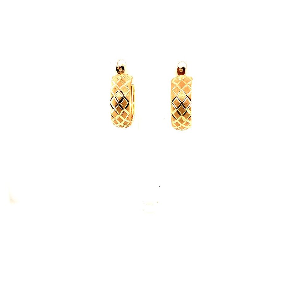 Diamond Cut Hoop 14K Yellow Gold Earrings
